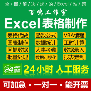 Excel表格制作数据处理函数公式VBA编程批量计算图表数据统计代做
