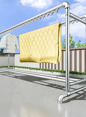 落地式家用阳台晾衣架卧室户外镀锌钢管双排防风移动晒被子晾衣杆
