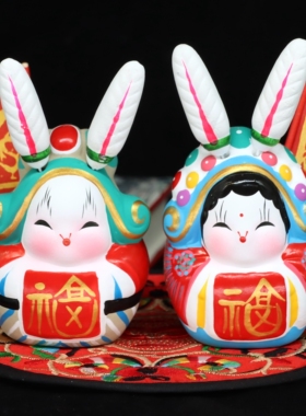 北京吉兔坊兔爷手工泥塑摆件