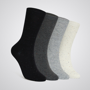点纱无骨缝头堆堆袜 纯色女士中筒棉袜袜简约百搭时尚 袜say 秋冬款