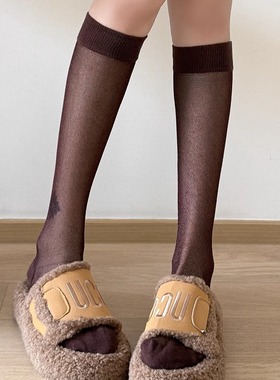 袜say 黑色小腿丝袜夏季薄款袜子透气小腿袜玻璃丝袜子长筒袜黑袜