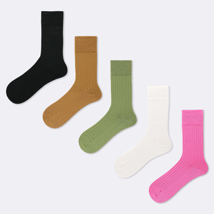 袜say 薄袜 丝光棉中筒袜女洋红春夏袜子彩色高筒抽条无骨缝头女款