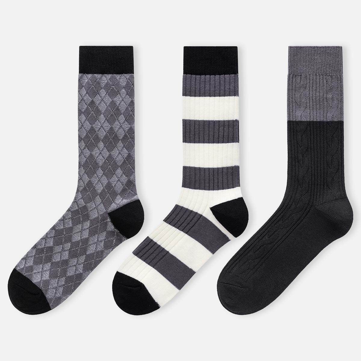 袜say三双装女中筒袜秋冬复古灰色系长袜韩版高级感个性ins堆堆袜,女士内衣/男士内衣/家居服,中筒袜,淘宝优惠券,粉丝福利购,淘宝优惠卷