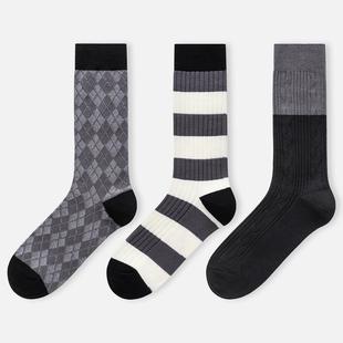 ins堆堆袜 高级感个性 袜say三双装 女中筒袜秋冬复古灰色系长袜韩版