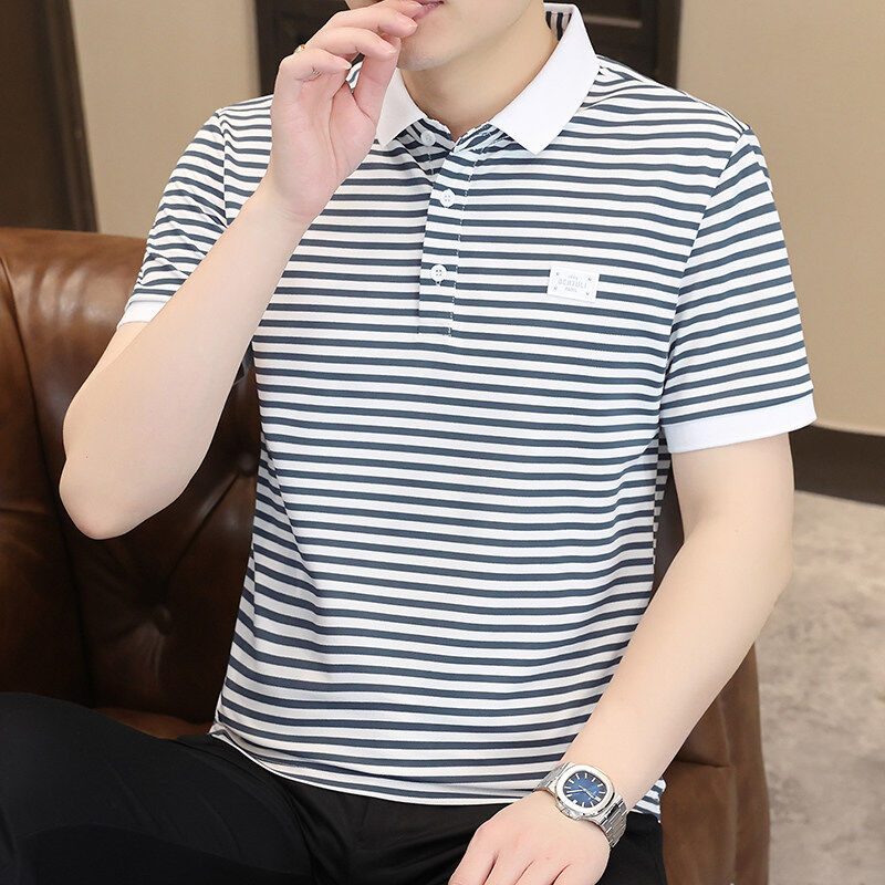 夏季小码男装运动条纹XS翻领155短袖衬衫T恤S矮小个子青年polo衫