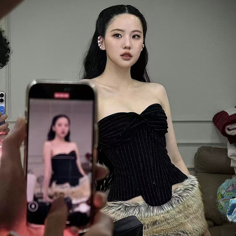 怪诞女孩性感辣妹风蝴蝶结抹胸