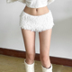 热裤 怪诞女孩 女 低腰显瘦百搭休闲裤 甜酷辣妹风白色毛绒修身 短裤