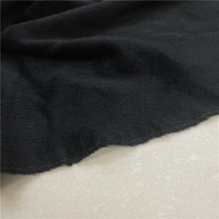秋冬服装面料欧美顺垂黑色加厚拉毛阿尔巴卡羊绒毛呢布料大衣马甲