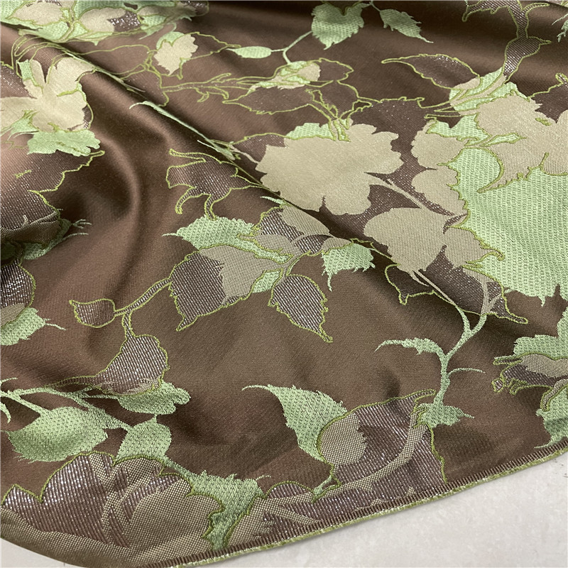秋香绿色双层双色提花布料汉服古装旗袍马面裙织花服装织锦缎面料