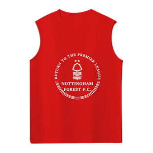 诺丁汉森林队服足球迷服无袖T恤衫男士纯棉背心夏季休闲凉快衣服