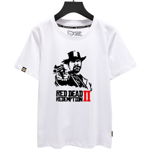 荒野大镖客2救赎游戏大表哥嫖客周边短袖T恤衫男女纯棉半袖上衣服