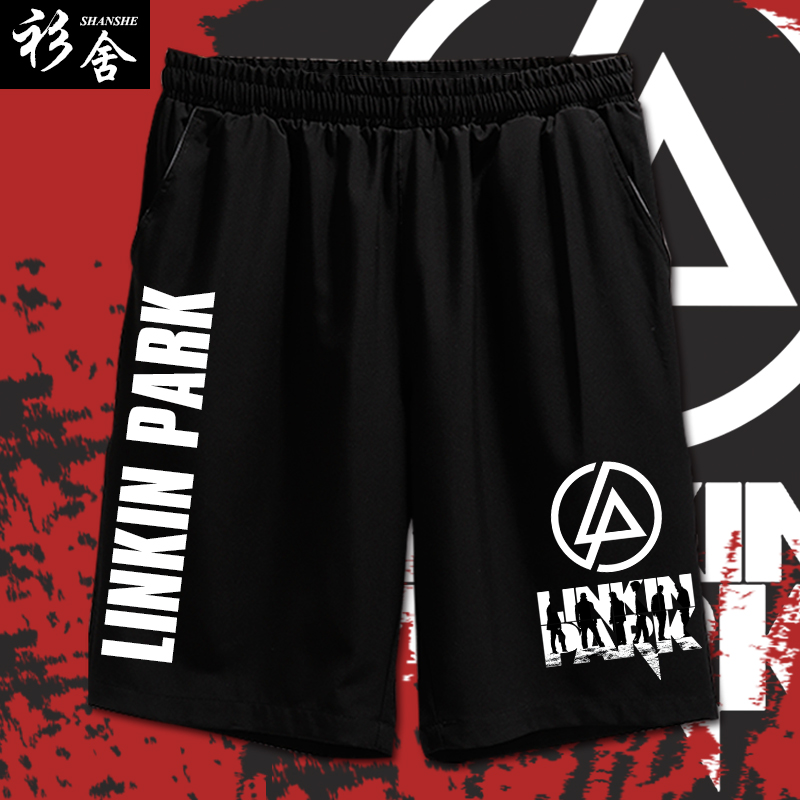 摇滚欧美速干黑色五分裤