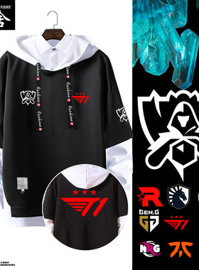 S13全球总决赛T1战队Gen.G队服KT液体DK拼接连帽卫衣男女带帽外套