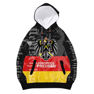 铁十字普鲁士王国德国勋章德意志罗马帝国连帽卫衣套头男加绒外套