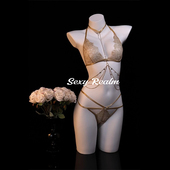 超越性感「流金幻想」蕾丝内衣套装 镂空睡衣胸链情调诱惑纯欲qqny