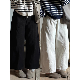 小个子慵懒风灯芯绒哈伦阔腿裤 子 女秋冬145cm宽松显瘦梨形身材裤