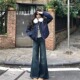 145CM小个子美式 百搭显瘦喇叭长裤 辣妹高街微喇牛仔裤 女高腰新款