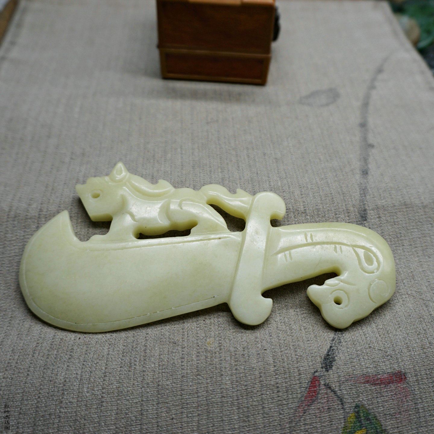 岫玉虎头玉佩双面雕刻水墨挂件古风汉服战汉饰品配饰把件小摆件