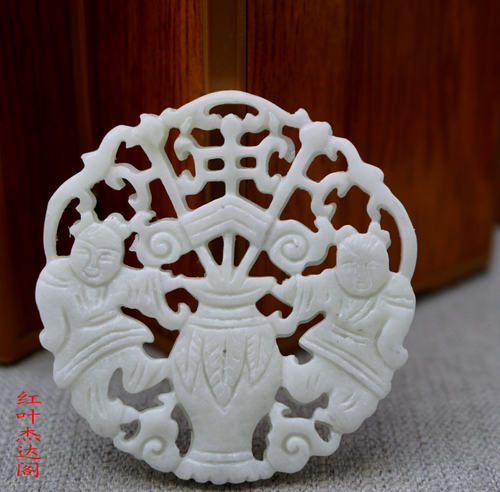 蓝田玉镂空吊坠diy吉祥挂件饰品