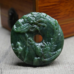 天然玉石和田玉碧玉双面雕刻喜上眉梢花开富贵平安扣玉件吊坠配饰