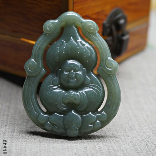 和田玉福禄吊坠青白玉葫芦童子玉