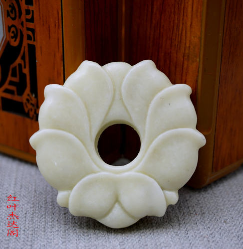蓝田玉玉莲花玉吊坠挂件大莲花玉佩莲花手工DIY汉服配饰玉腰佩坠