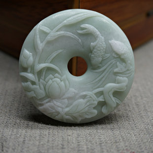 天然玉石贵州翠玉连年有余吊坠挂件玉佩玉坠平安扣汉服腰佩玉挂饰