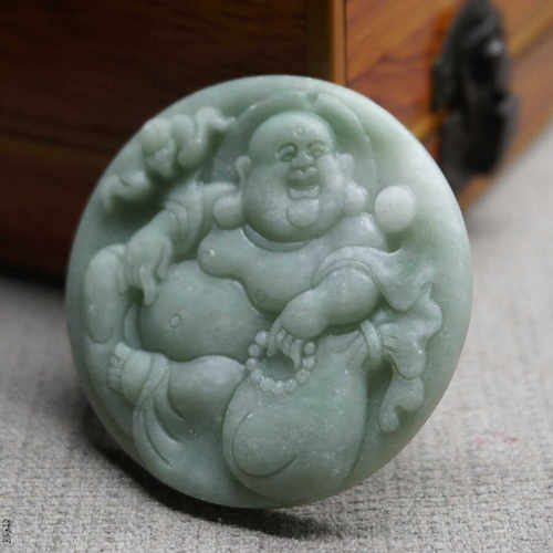 弥勒佛玉佩天然贵州翠女款