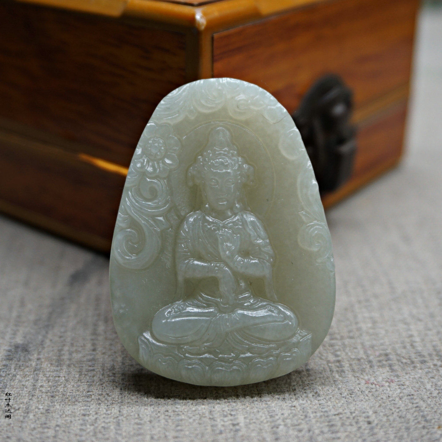 天然男玉石和田玉青白玉观音菩萨吊坠双面坐观音挂件玉佩项链配饰