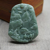 天然玉石贵州翠悟道山水鹤牌吊坠男女款 汉服配饰吊坠腰佩玉石挂件