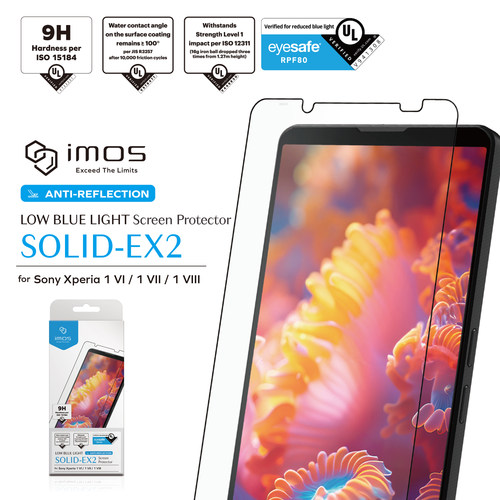 台湾imos适用于Xperia 1 VIII抗反射AR增透低蓝光RPF80电竞护眼Xperia1VI/1VII抗指纹防反光钢化玻璃保护贴膜