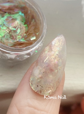 KUMA独家【碧月】咖绿色薄片 云锦粉欧泊粉日式美甲 指甲美甲粉