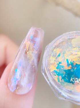 KUMA【秋慕锁】欧泊粉金黄色云锦粉大薄片超薄服帖小红书款式美甲