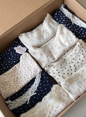 【b*m碎花吊带合辑】蕾丝花边蝴蝶结镂空提花弹力碎花吊带背心