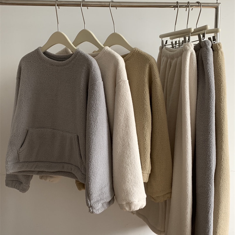 秋冬温暖宅家~加厚保暖！超舒服可外穿暖绒绒家居服套装睡衣套装