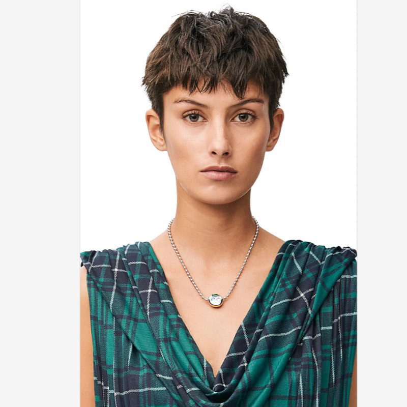 独特个性闪亮金银色圆球珠项链绿红蓝彩色锆石吊坠时髦欧美小众