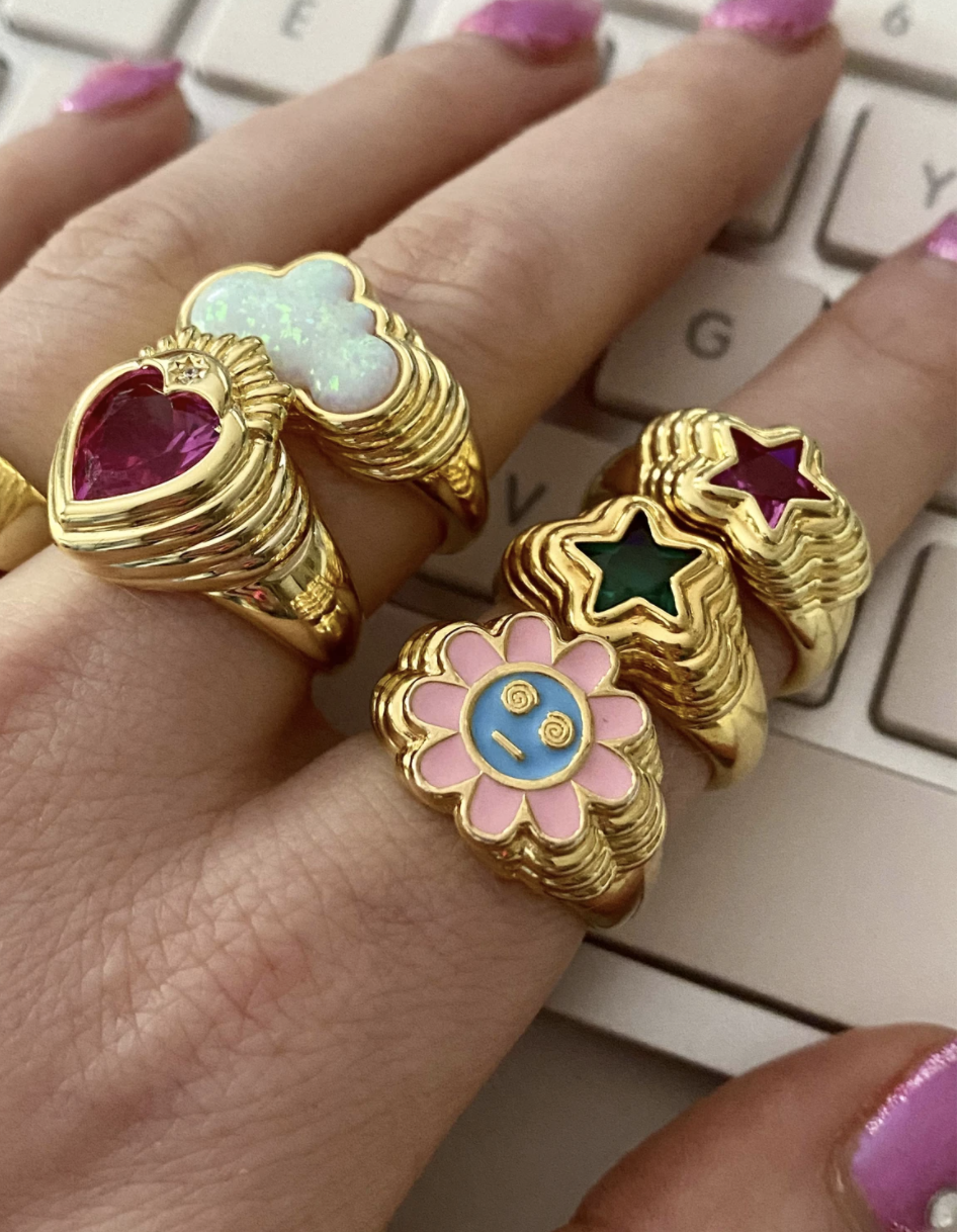 星星黄铜镀金小众戒指宋妍霏同款