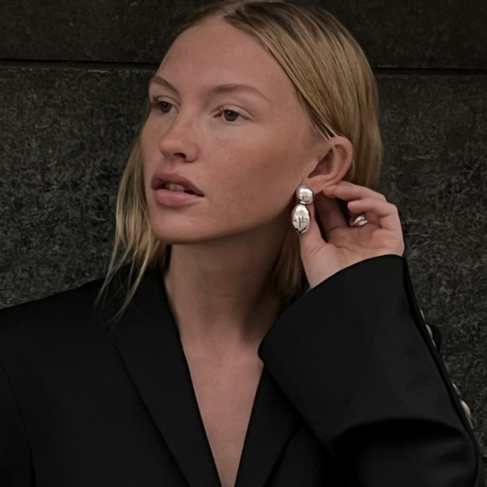 镀金女轻奢耳钉双椭圆博主同款