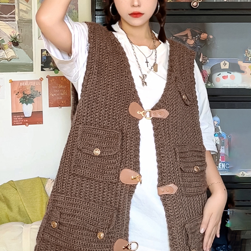 趣织社复古导演马甲手工diy编织钩针衣服背心马甲自制材料包毛线