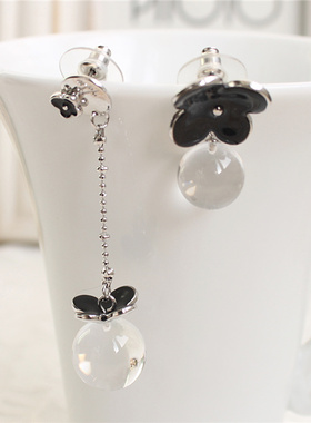 韩国明星款Nuance正品水晶球球四叶草AB版耳环耳坠耳饰耳钉女N007