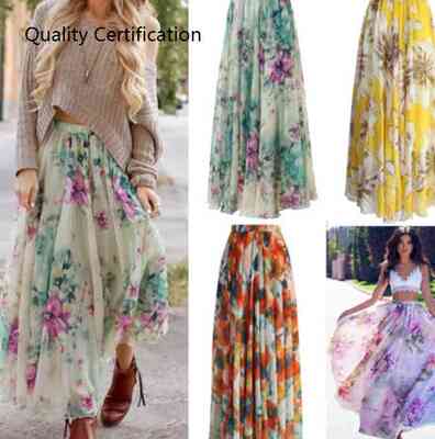Long High Waist Full Skirt Summer Beach Sun Long Skirts