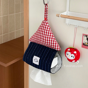 复古纸巾挂袋悬挂式纸巾套可爱房子抽纸袋卧室床头客厅车载纸巾盒