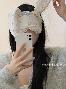 好可爱!甜妹少女感兔耳朵花边眼罩女ins风卡通二次元睡觉遮光睡眠