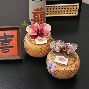 新中式蝴蝶兰结婚喜糖盒2025新款小众婚礼伴手礼订婚竹篮礼盒礼物