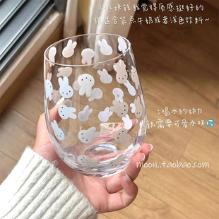 可爱小白兔玻璃杯ins高颜值牛奶咖啡杯耐高温家用喝水杯子送礼物