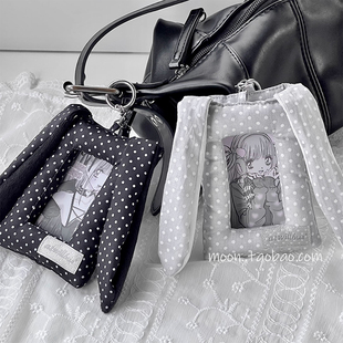 韩系兔耳波点卡套ins风追星3寸小卡拍立得校园卡饭卡收纳书包挂件