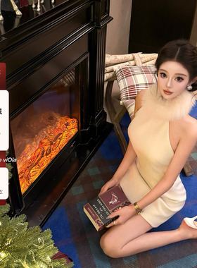 viola【冬日战裙】 惊艳出场b入 狐狸毛领口毛呢连衣裙可爱少女感