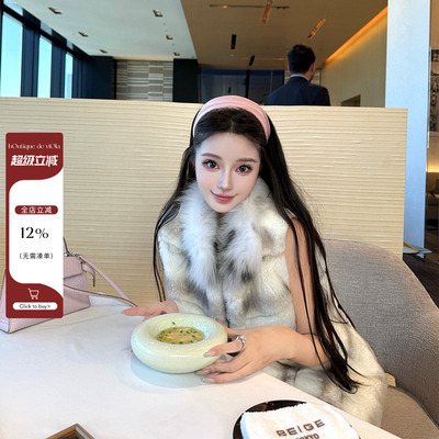 viola【龙猫精灵】baby獭兔稀有卡布奇诺色拼接山猫领皮草马甲