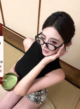 viola【诱人曲线】莱塞尔天丝巨显胸竖坑条针织堆堆领背心小妈风