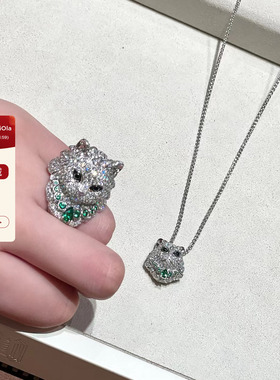 viola 【梦中情宠】40W Bouch*宝石猫咪古董级祖母绿戒指项链